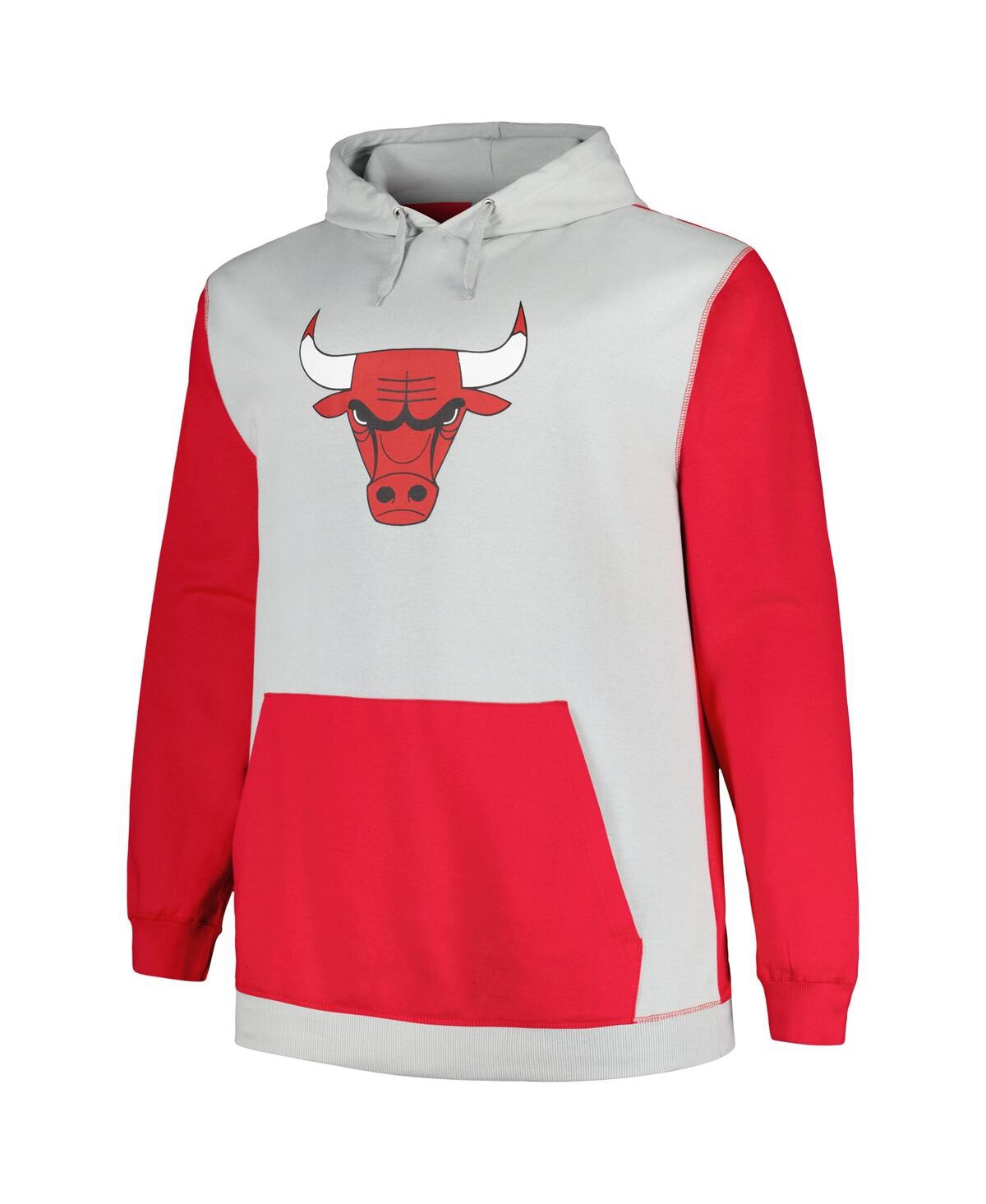 Fanatics Branded  Red/silver Chicago Bulls Big & Tall Primary Arctic Pullover Hoodie In Red,silver