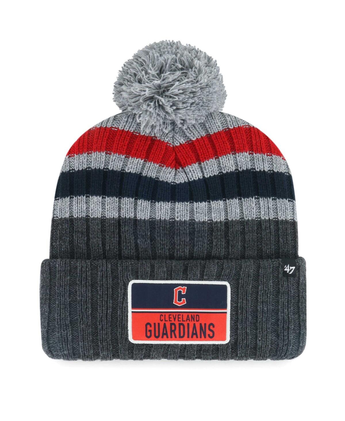 47 Brand Men's ' Gray Cleveland Guardians Stack Cuffed Knit Hat With Pom