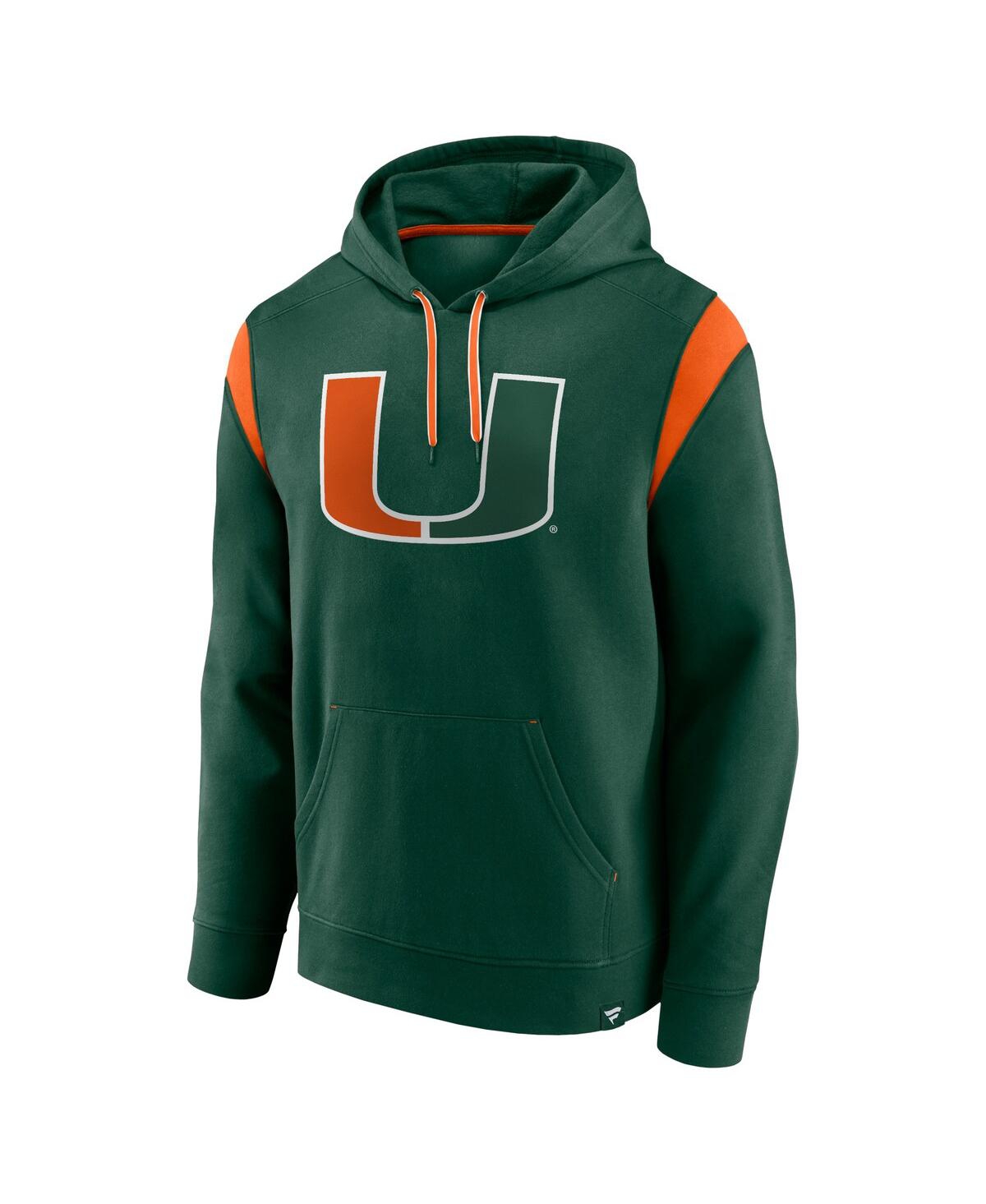 Shop Fanatics Men's  Green Miami Hurricanes Gym Rat Pullover Hoodie