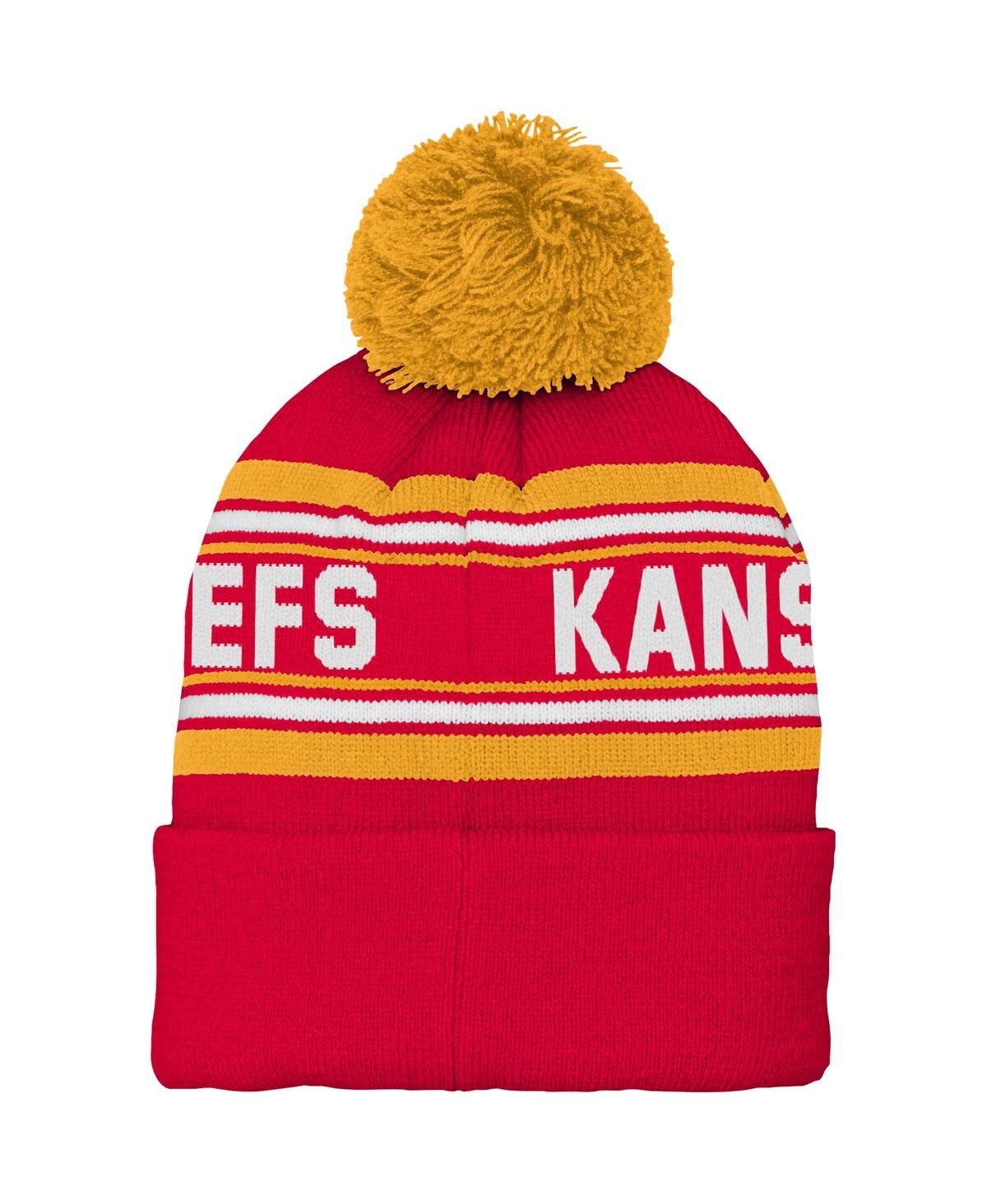 Preschool Boys and GirlsKansas City Chiefs Jacquard Cuffed Knit Hat with Pom - Red