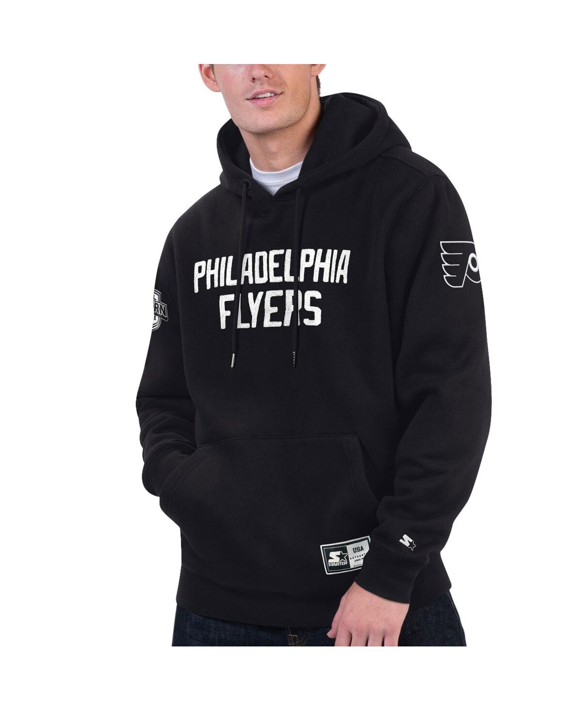 STARTER MEN'S STARTER BLACK PHILADELPHIA FLYERS HAT TRICK PULLOVER HOODIE 