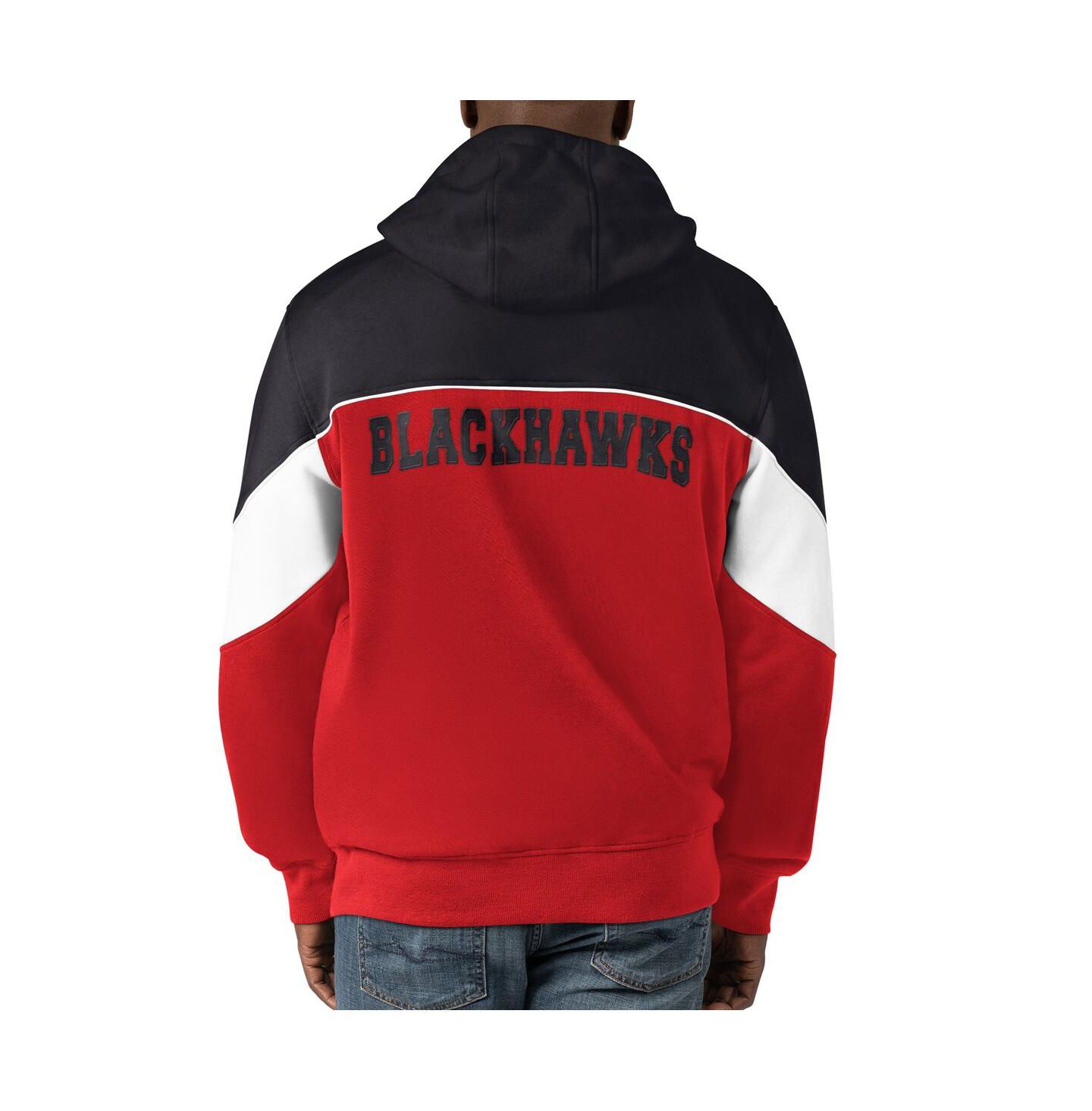 Мужское худи Starter Red, Black Chicago Blackhawks Power Forward Full-Zip — фото 2