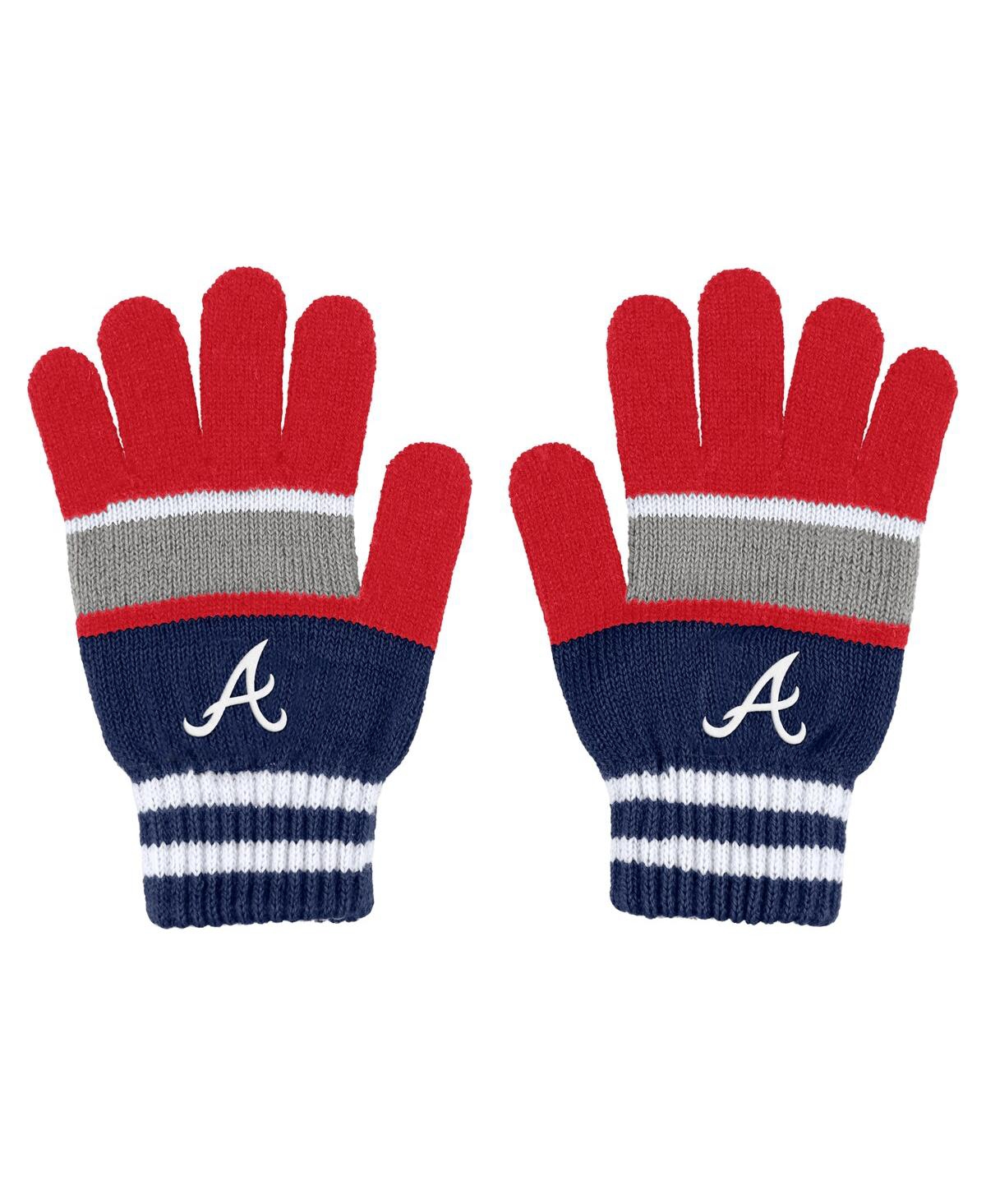 Shop Wear By Erin Andrews Women's  Atlanta Braves Stripe Glove And Scarf Set In Multi