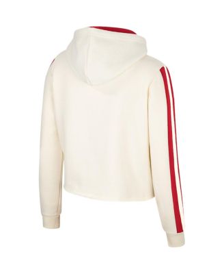 Women's Cream Wisconsin Badgers Perfect Date Cropped Pullover Hoodie