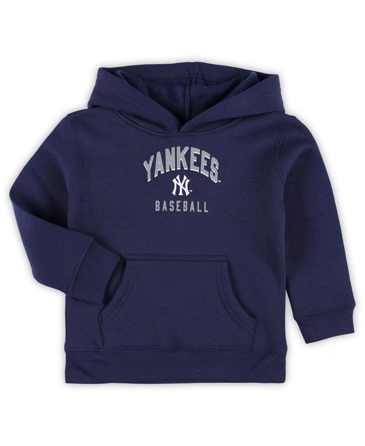 Shop Outerstuff Toddler Boys Navy, Gray New York Yankees Play-by-play Pullover Fleece Hoodie And Pants Set In Navy,gray