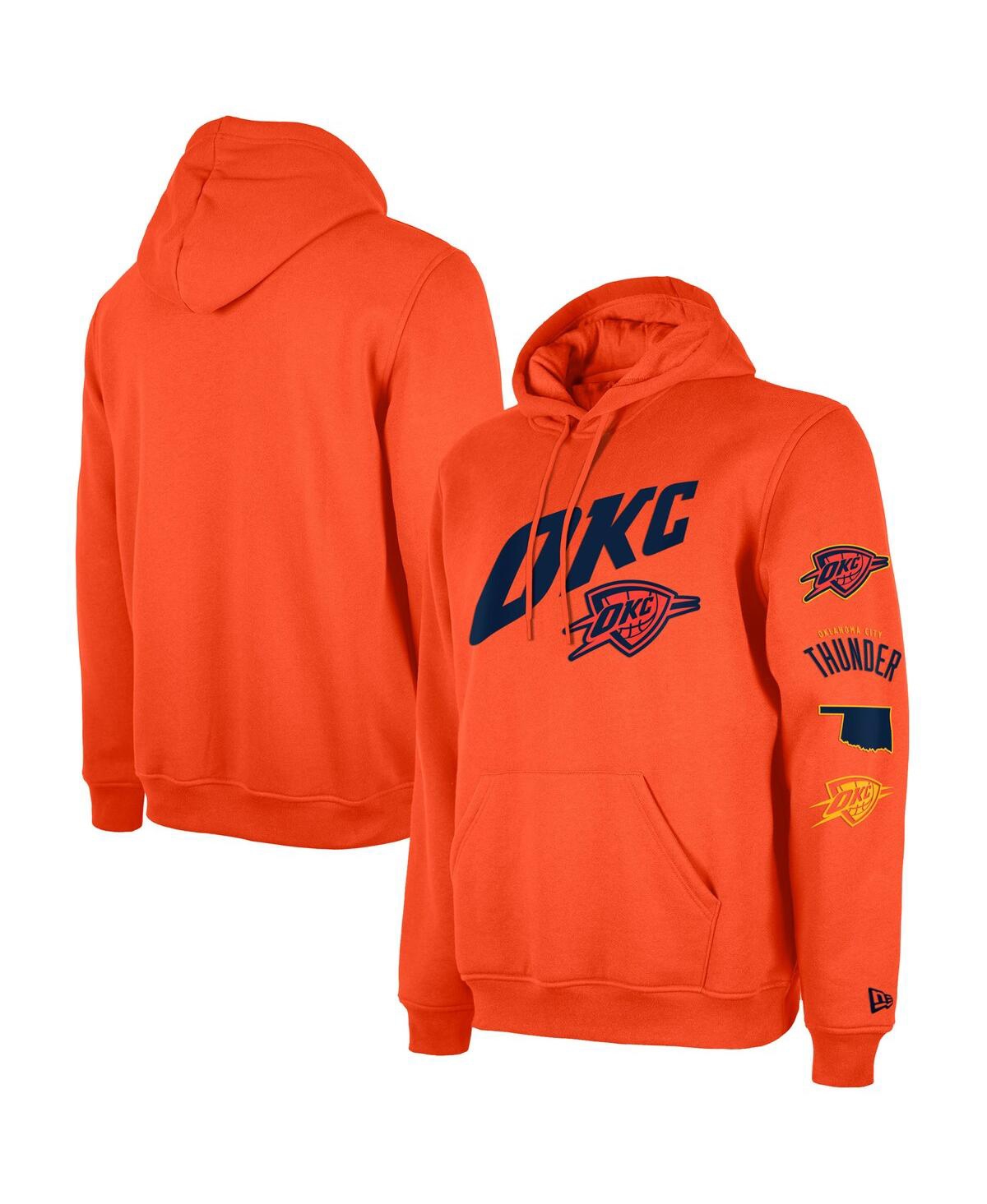 Shop New Era Men's  Orange Oklahoma City Thunder Big And Tall 2023/24 City Edition Jersey Pullover Hoodie