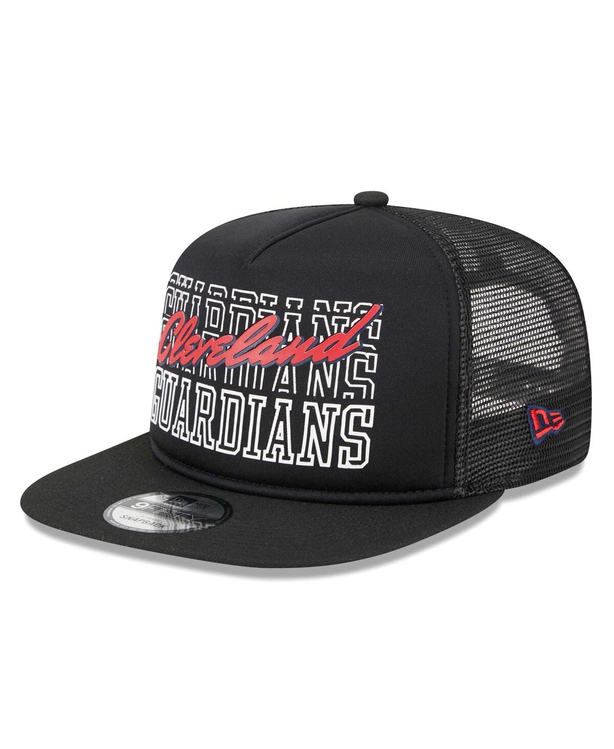 Shop New Era Men's  Black Cleveland Guardians Street Team A-frame Trucker 9fifty Snapback Hat
