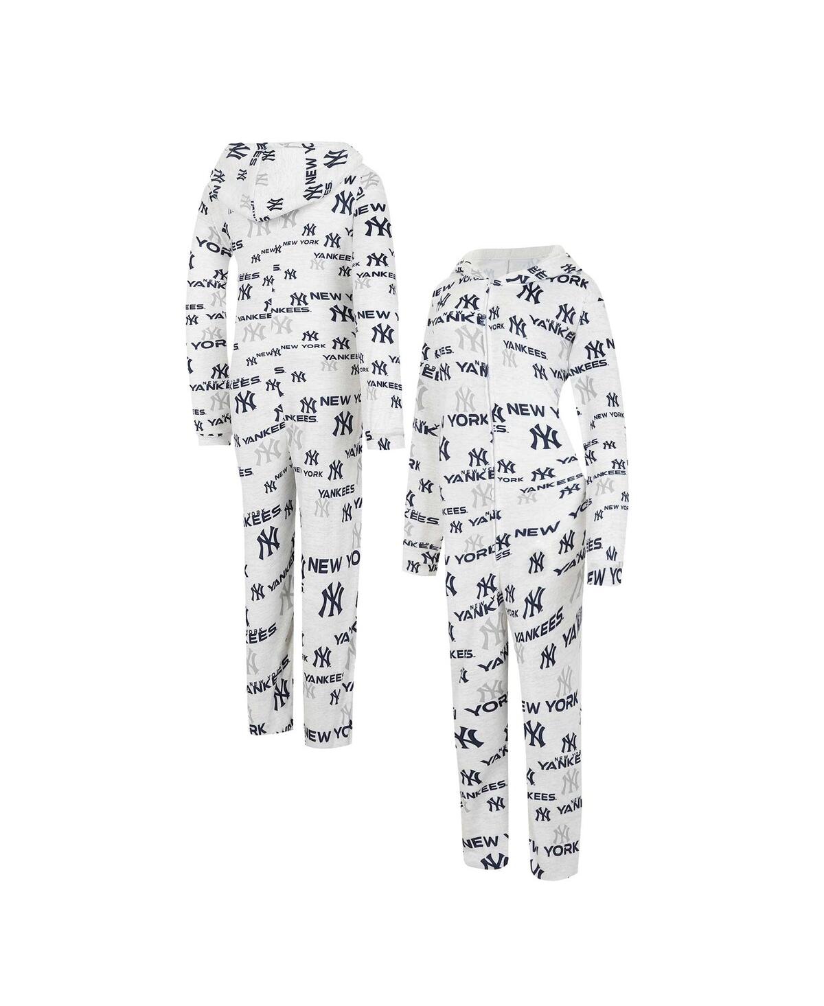 Shop Concepts Sport Women's  White New York Yankees Docket Microfleece Union Hooded Zippered Onesie