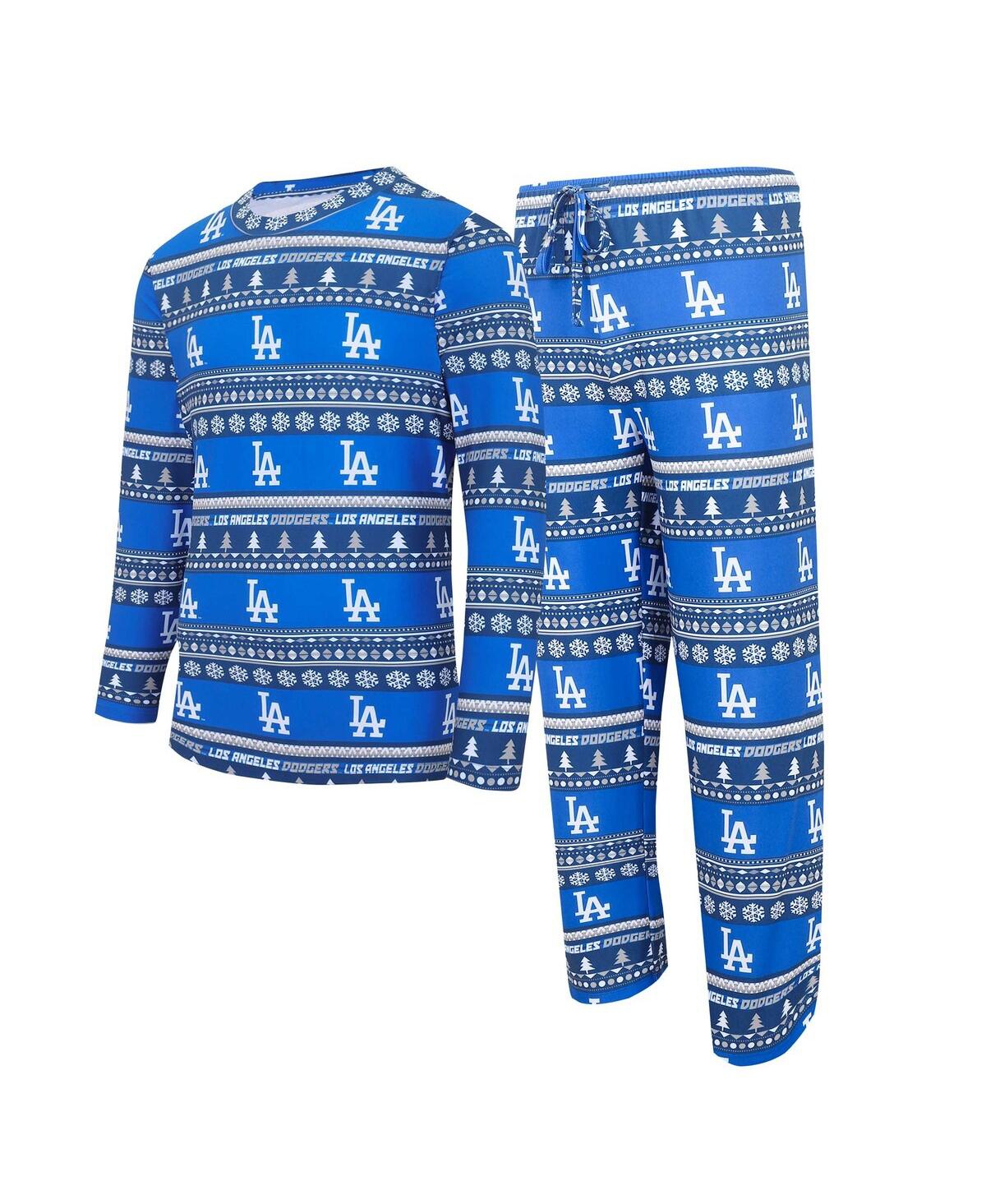 Shop Concepts Sport Men's  Royal Los Angeles Dodgers Knit Ugly Sweater Long Sleeve Top And Pants Set