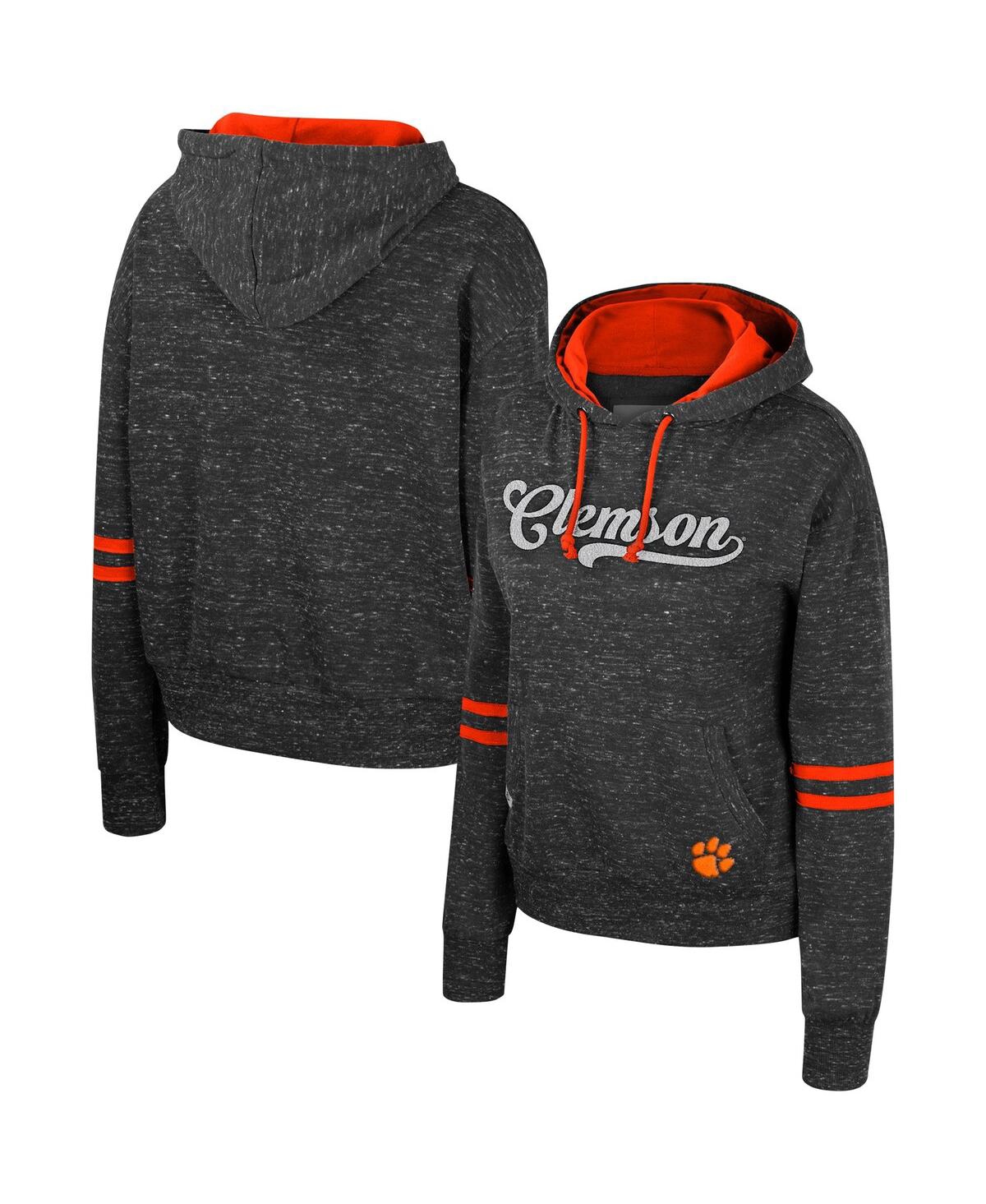 Women's Colosseum Charcoal Clemson Tigers Catherine Speckle Pullover Hoodie - Charcoal