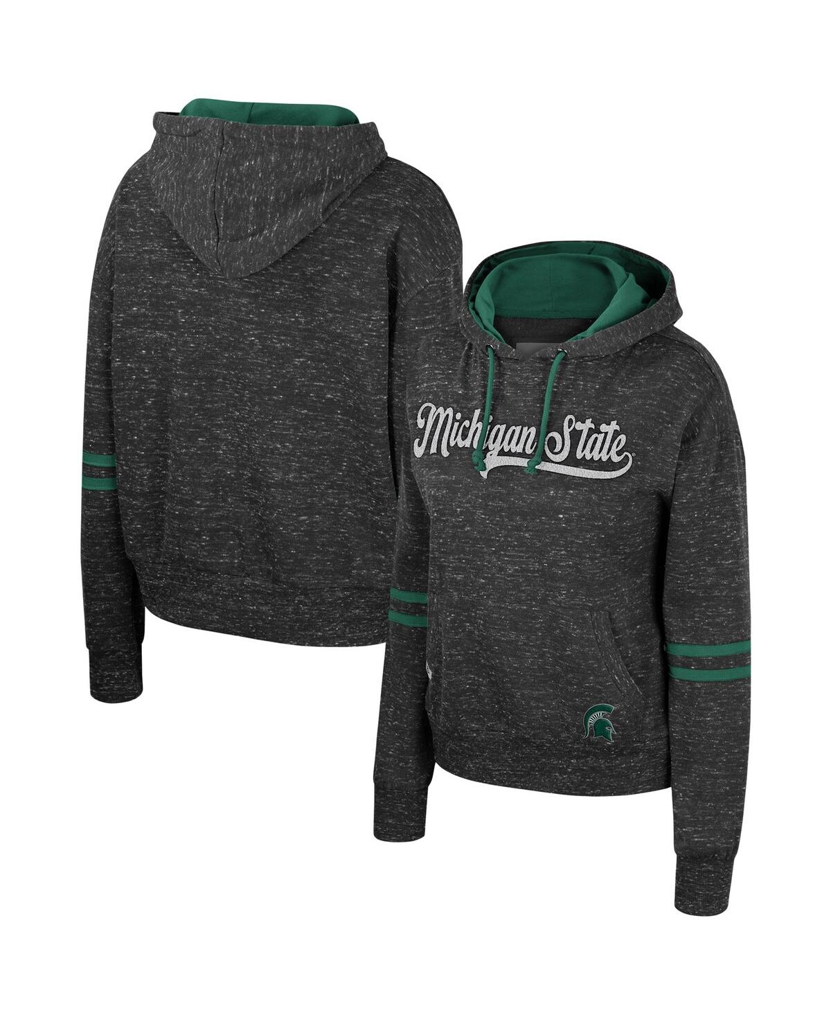 Women's Colosseum Charcoal Michigan State Spartans Catherine Speckle Pullover Hoodie - Charcoal