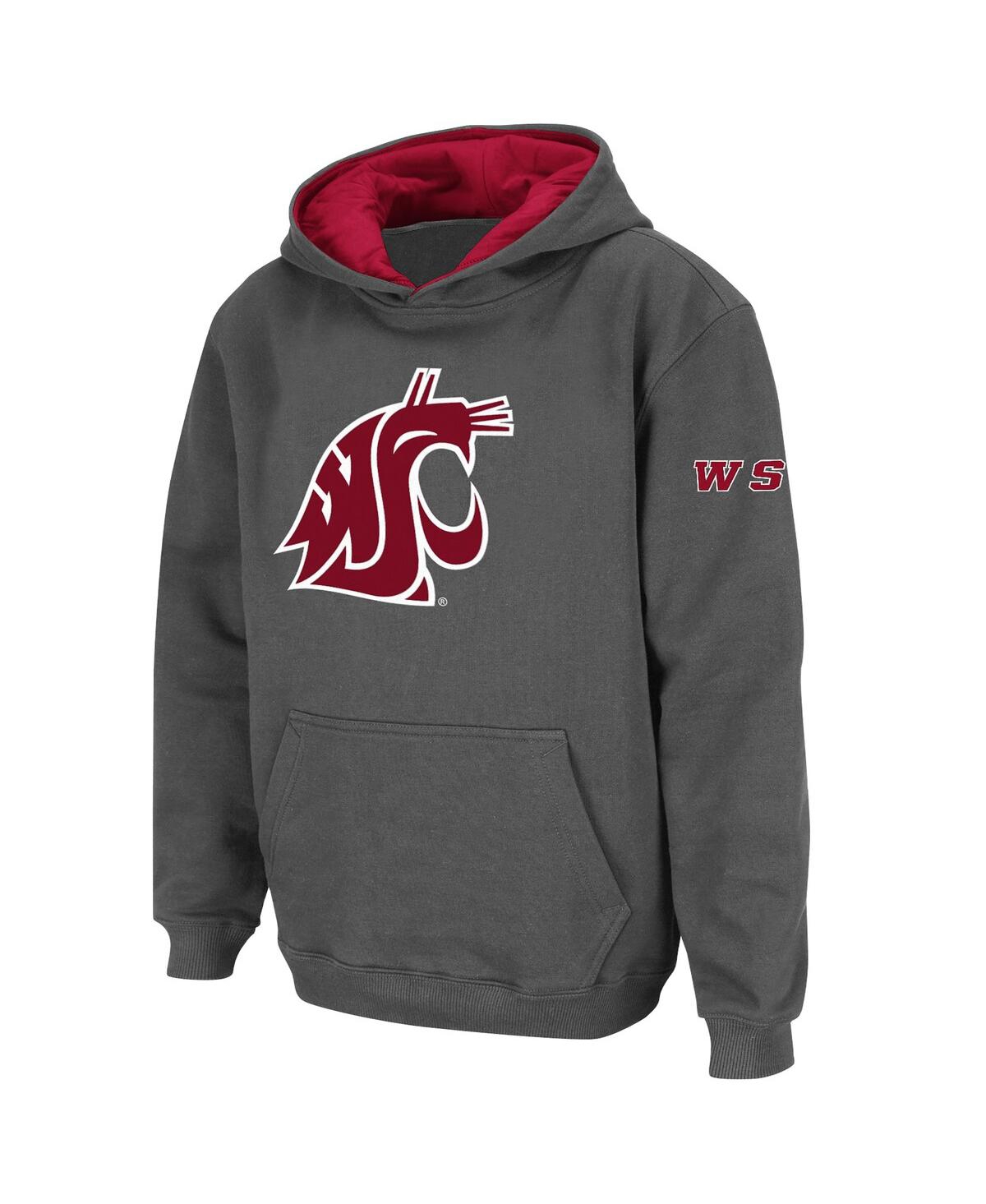 Colosseum Kids' Big Boys  Charcoal Washington State Cougars Big Logo Pullover Hoodie