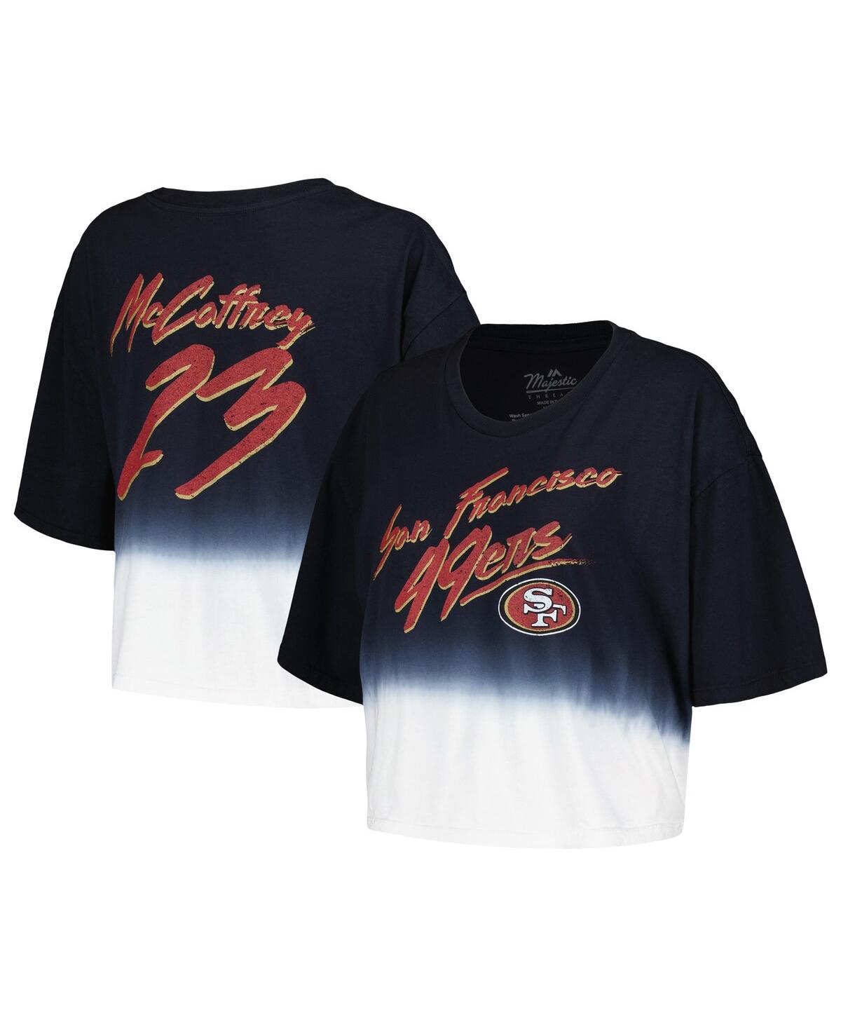 Majestic Threads Christian Mccaffrey Black/white San Francisco 49ers Dip-dye Player Name & Number Cr In Black,white