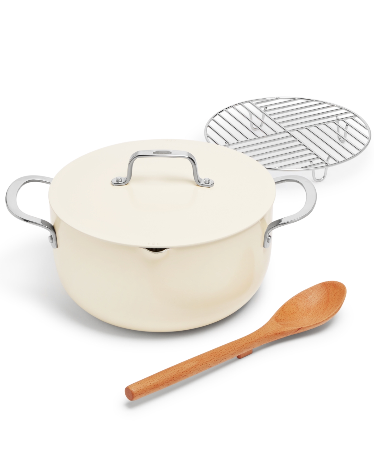 The Cellar 6-qt. Ceramic Nonstick Complete Stock Pot, Created For Macy's In Ivory