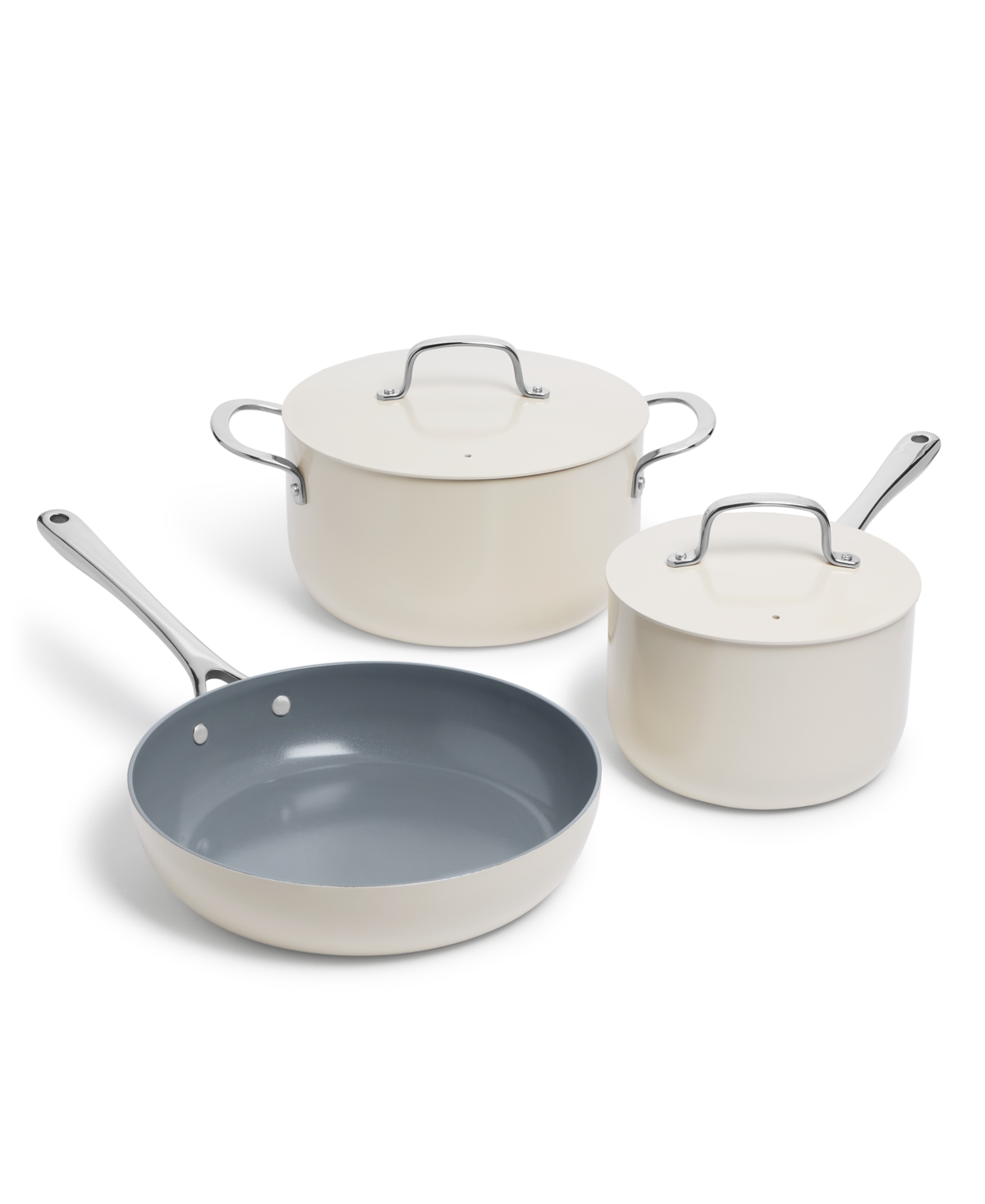 The Cellar 5-pc. Ceramic Nonstick Cookware Set, Created For Macy's In Ivory