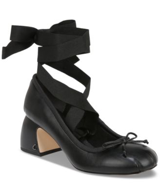  Della Lace-Up Block-Heel Ballet Pumps