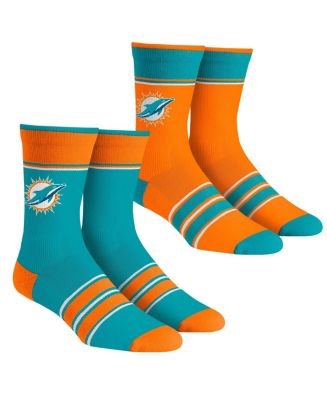 Men's and Women's Rock 'Em Socks Miami Dolphins Multi-Stripe 2-Pack ...