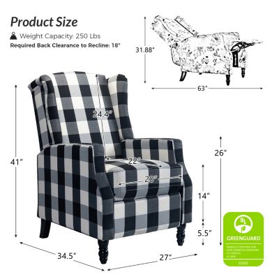 Franco Mid-centry Modern Manual Push Back Recliner