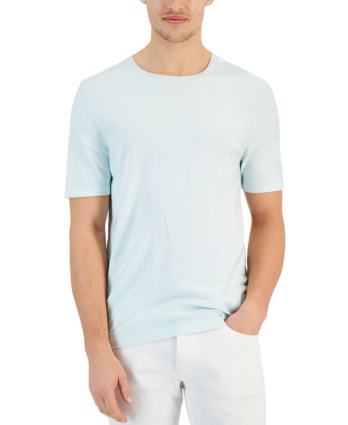 Alfani Men's Tonal Wave Jacquard T-Shirt, Created for Macy's - Macy's