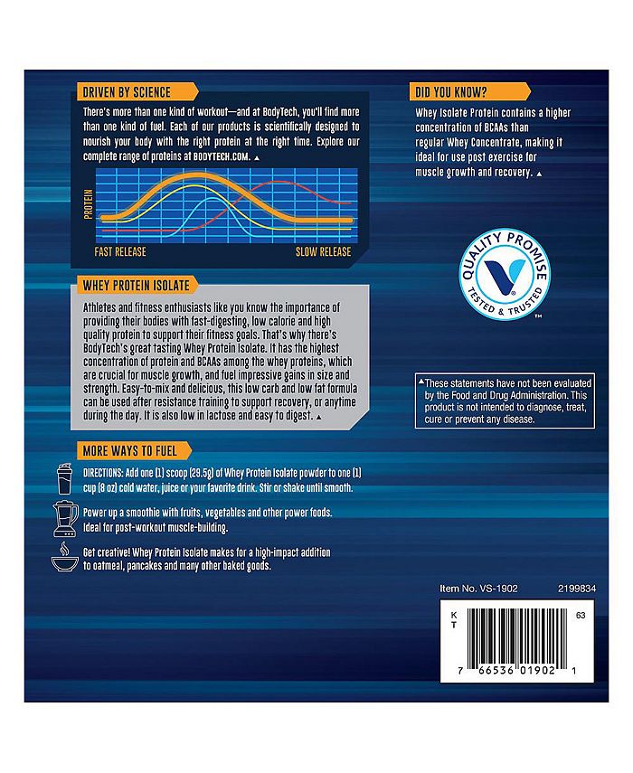 BodyTech Whey Protein Isolate Powder Fruity Cereal (3 lbs./46