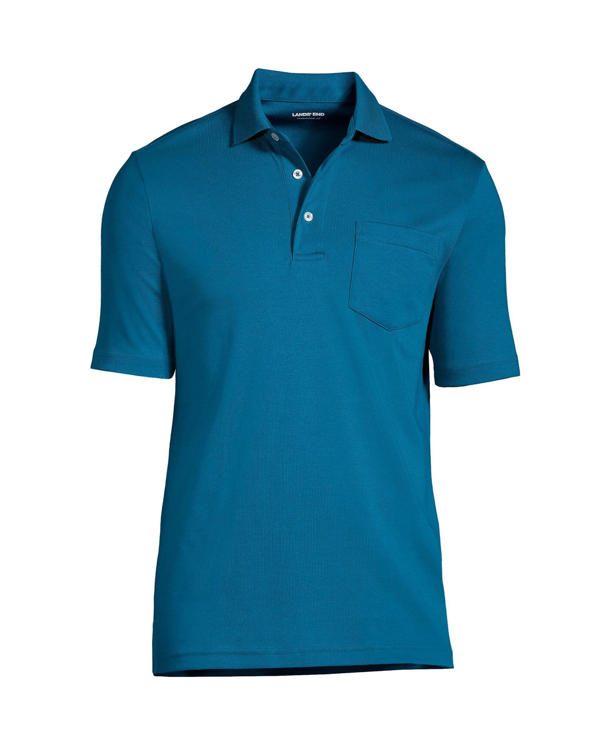 Men's Tall Short Sleeve Super Soft Supima Polo Shirt with Pocket - Baltic teal