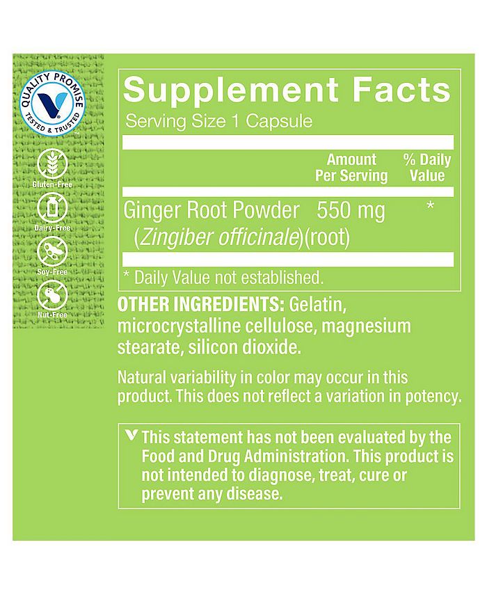 The Vitamin Shoppe Ginger Root Whole Herb Digestive Support 550 MG (100 Capsules) Macy's