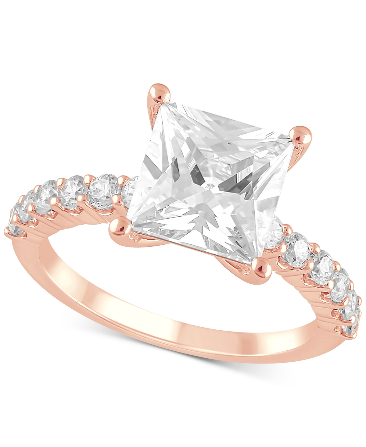 Badgley Mischka Certified Lab Grown Diamond Princess Engagement Ring (3-1/2 Ct. T.w.) In 14k Gold In Rose Gold
