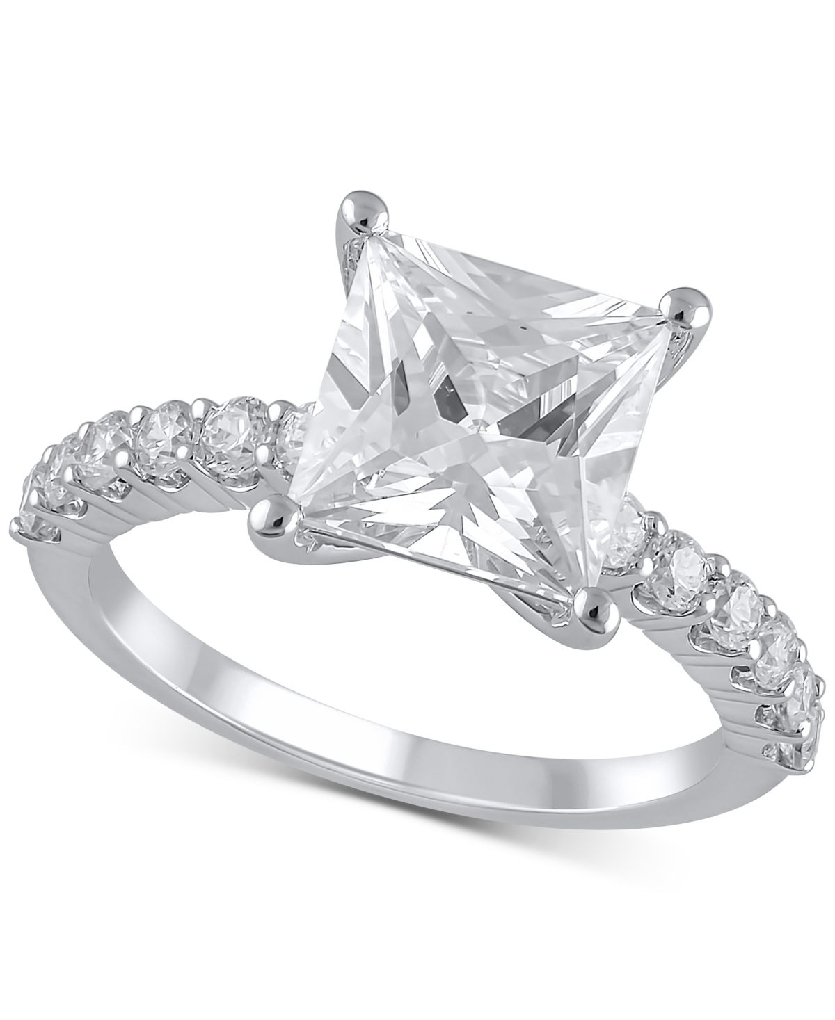 Badgley Mischka Certified Lab Grown Diamond Princess Engagement Ring (3-1/2 Ct. T.w.) In 14k Gold In White Gold