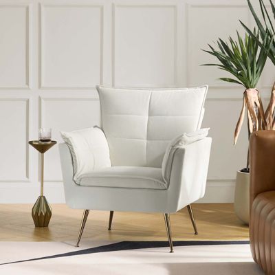 Velvet Accent Chair with Gold Legs