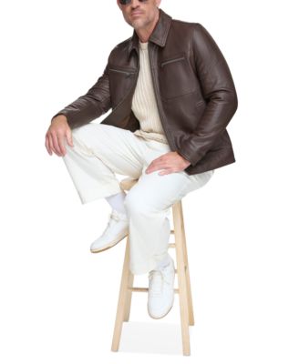 Men's Halen Pebbled Leather Trucker Jacket