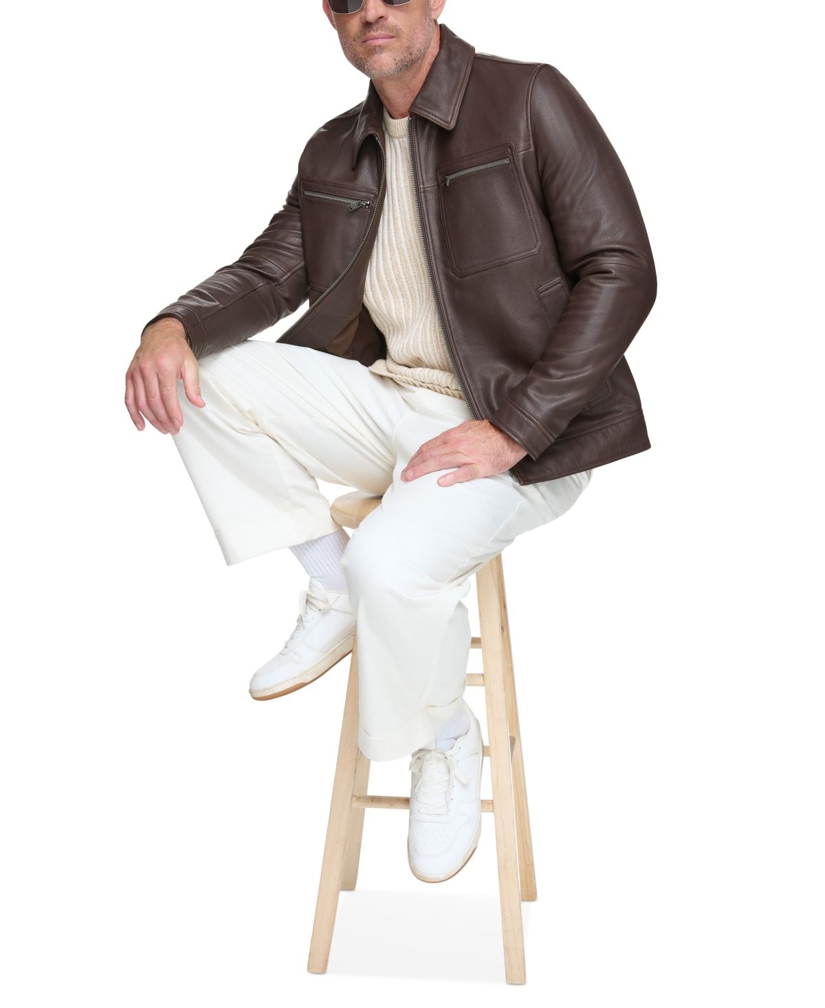 Marc New York Men's Halen Pebbled Leather Trucker Jacket In Chocolate