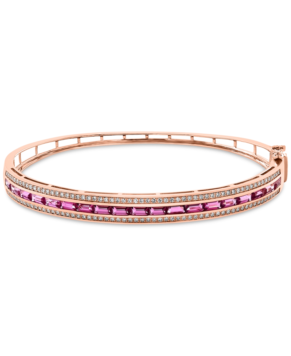 Effy Collection Effy Pink Tourmaline (1-3/8 Ct. T.w.), Ruby (3/8 Ct. T.w.) & Diamond ( 1/2 Ct. T.w.) Bangle Bracelet In Rose Gold