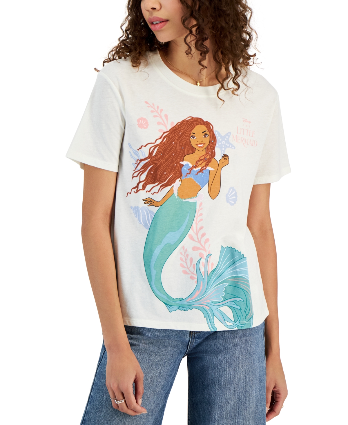 Juniors' The Little Mermaid Graphic Tee - Egret