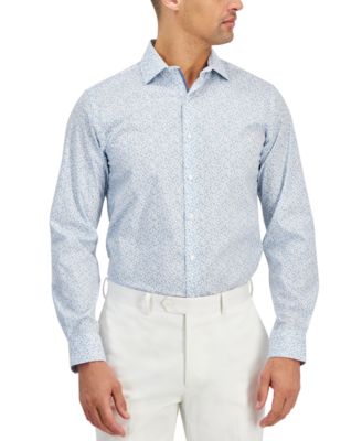 Bar III Men's Slim-Fit Wave Floral Dress Shirt, Created for Macy's - Macy's