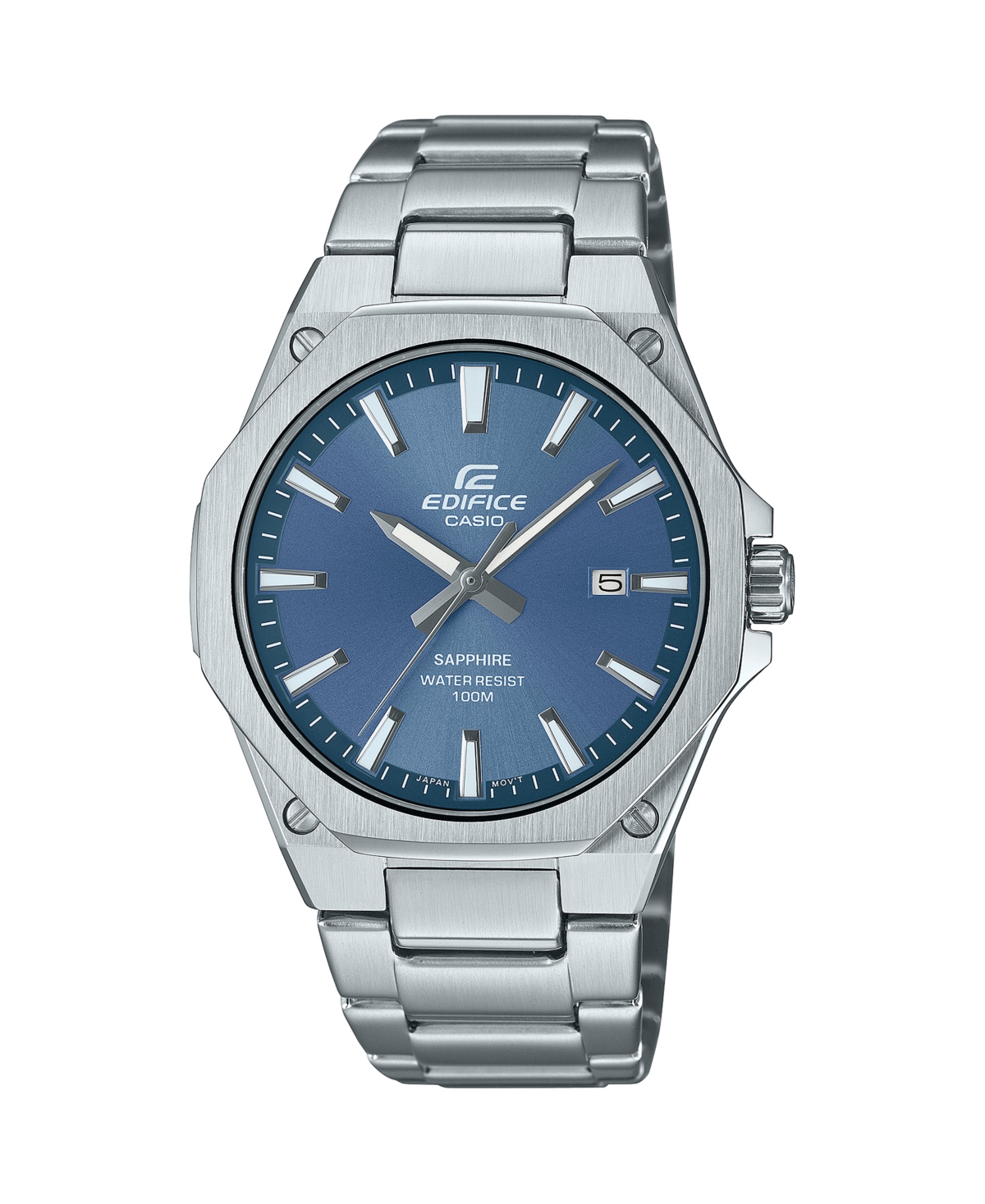 G-shock Edifice Men's Analog Silver-tone Color Stainless Steel Watch, 39.9mm, Efrs108d-2av In Metallic