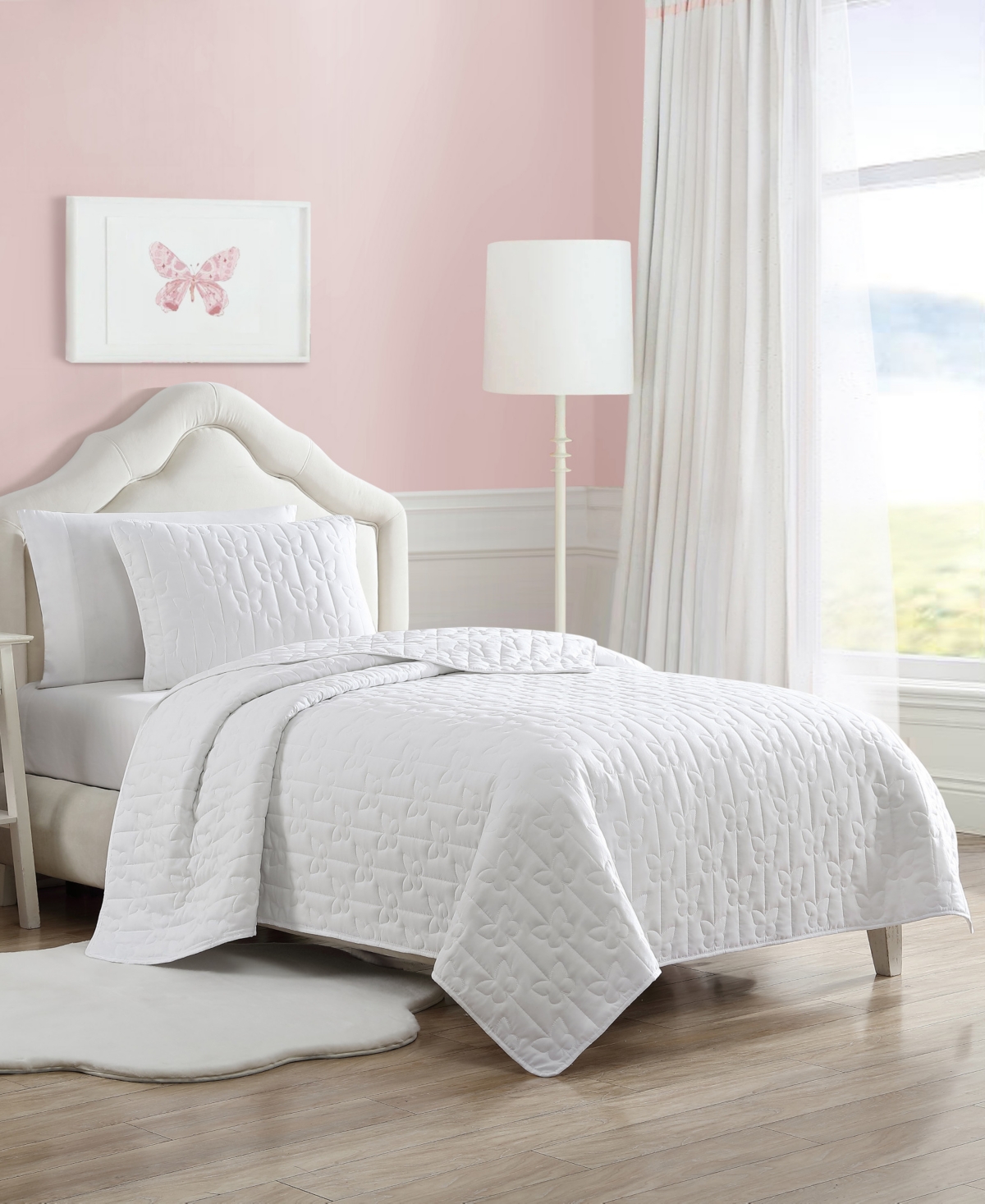 Shop Laura Ashley Kids Butterfly Kiss Reversible 3 Piece Quilt Set, Full In White