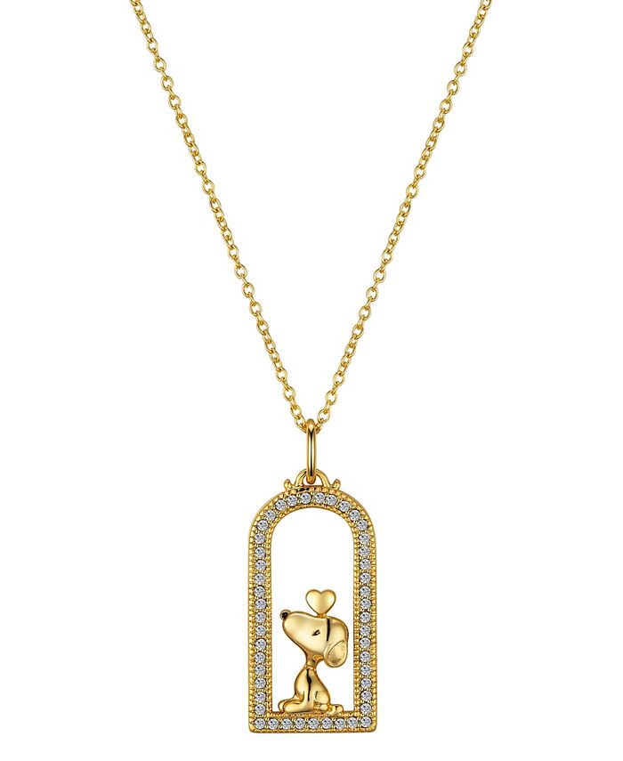 Peanuts Unwritten 14K Gold FlashPlated Cubic Zirconia Snoopy Pendant Necklace Macy's