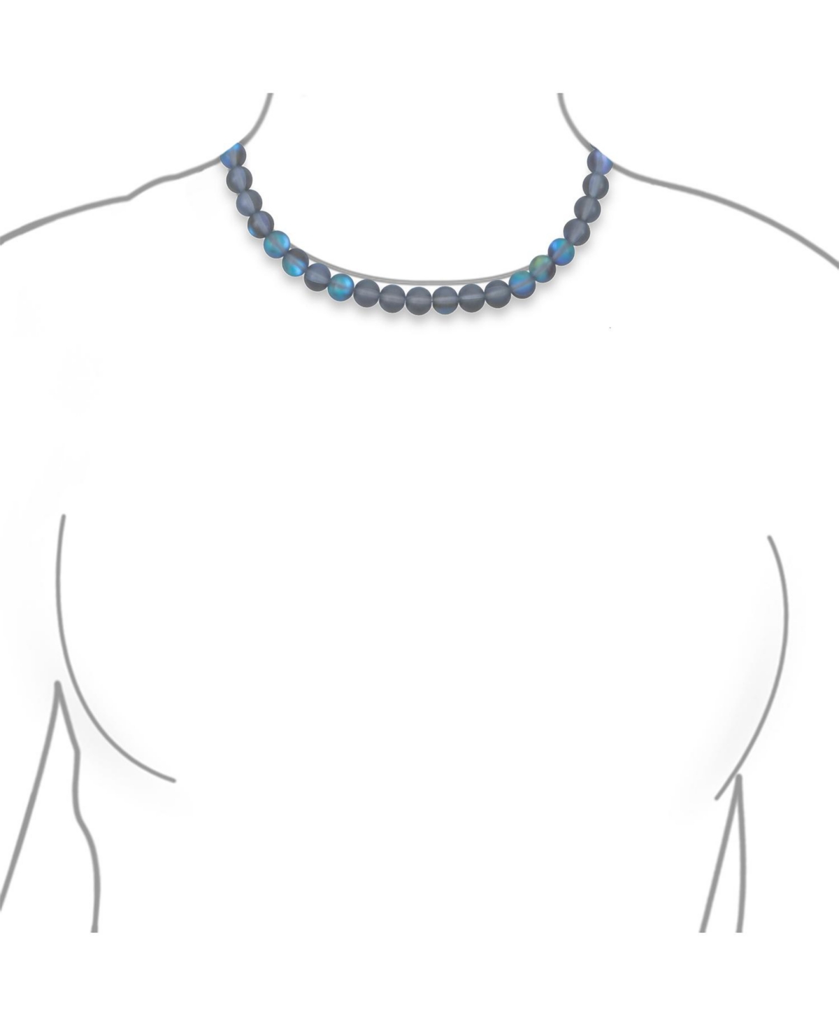 Bling Jewelry Plain Simple Changing Transcalent Created Synthetic Moonstone Round 10MM Bead Strand Necklace For Women Silver Plated Clasp - Created bl