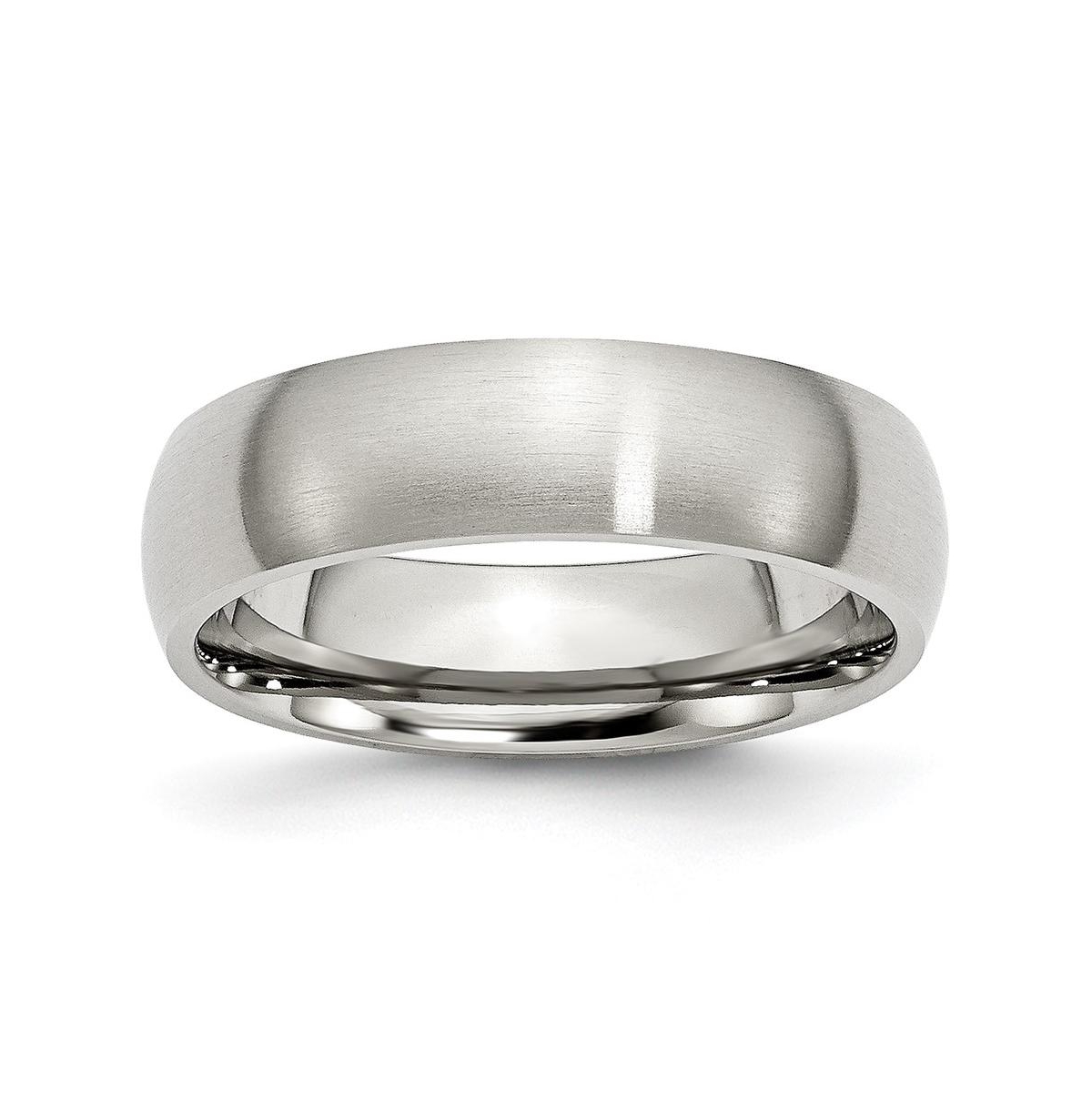 Stainless Steel Brushed 6mm Half Round Band Ring - Silver