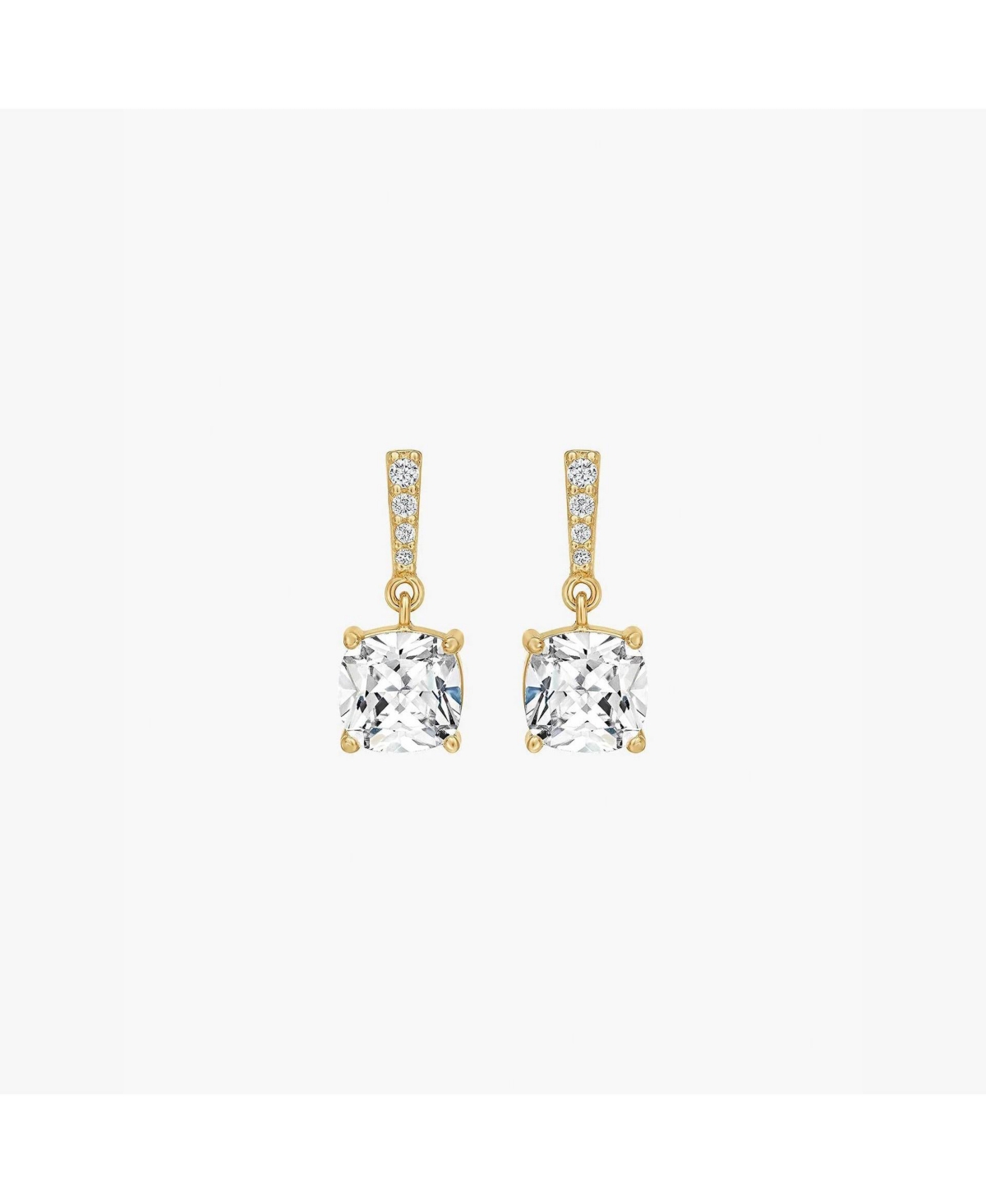 Audrey Square Crystal Dangling Earrings - Yellow gold