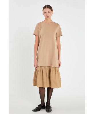 Women's Mixed Media Tee Midi Dress