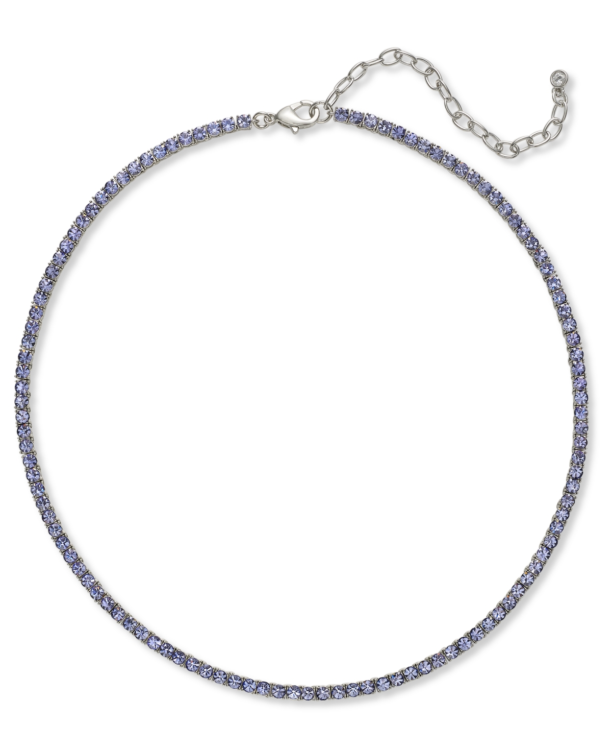 Shop On 34th 3mm Crystal Station All-around Tennis Necklace, 15" + 3" Extender, Created For Macy's In Purple