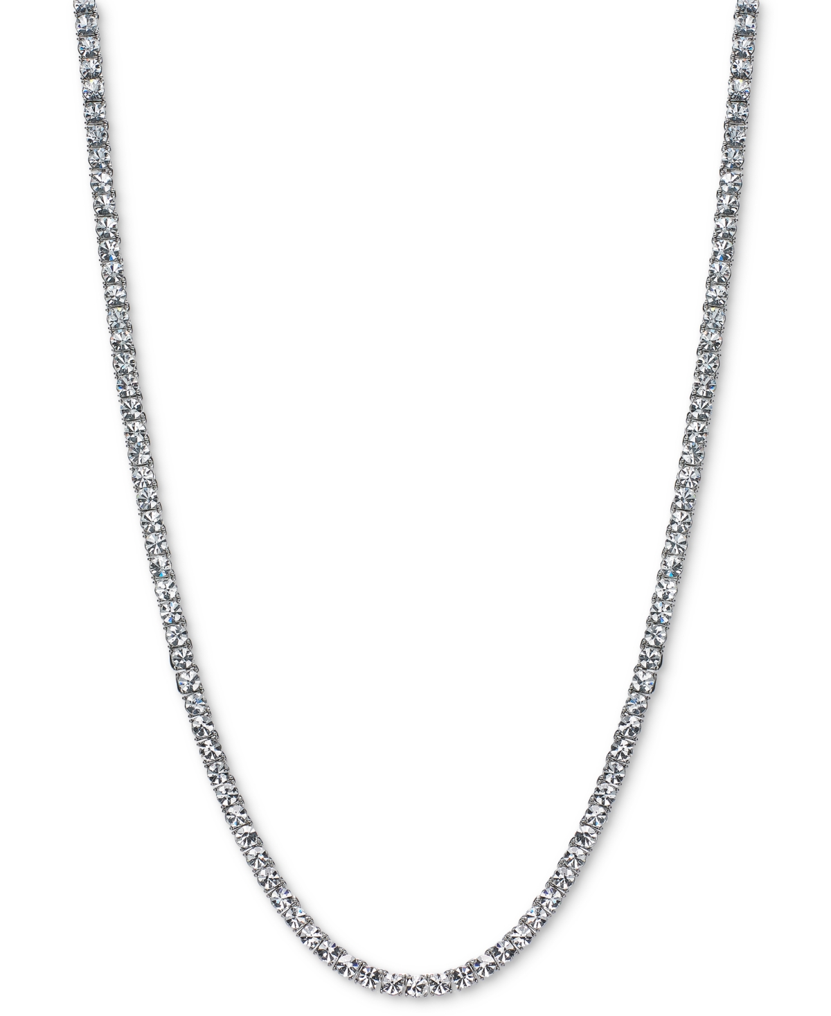 Shop On 34th 3mm Crystal Station All-around Tennis Necklace, 15" + 3" Extender, Created For Macy's In Silver