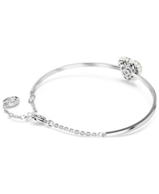 Swarovski Silver-Tone Hyperbola Heart Bangle Bracelet - Macy's