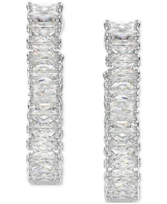 Rhodium-Plated Baguette Crystal Infinity Drop Earrings