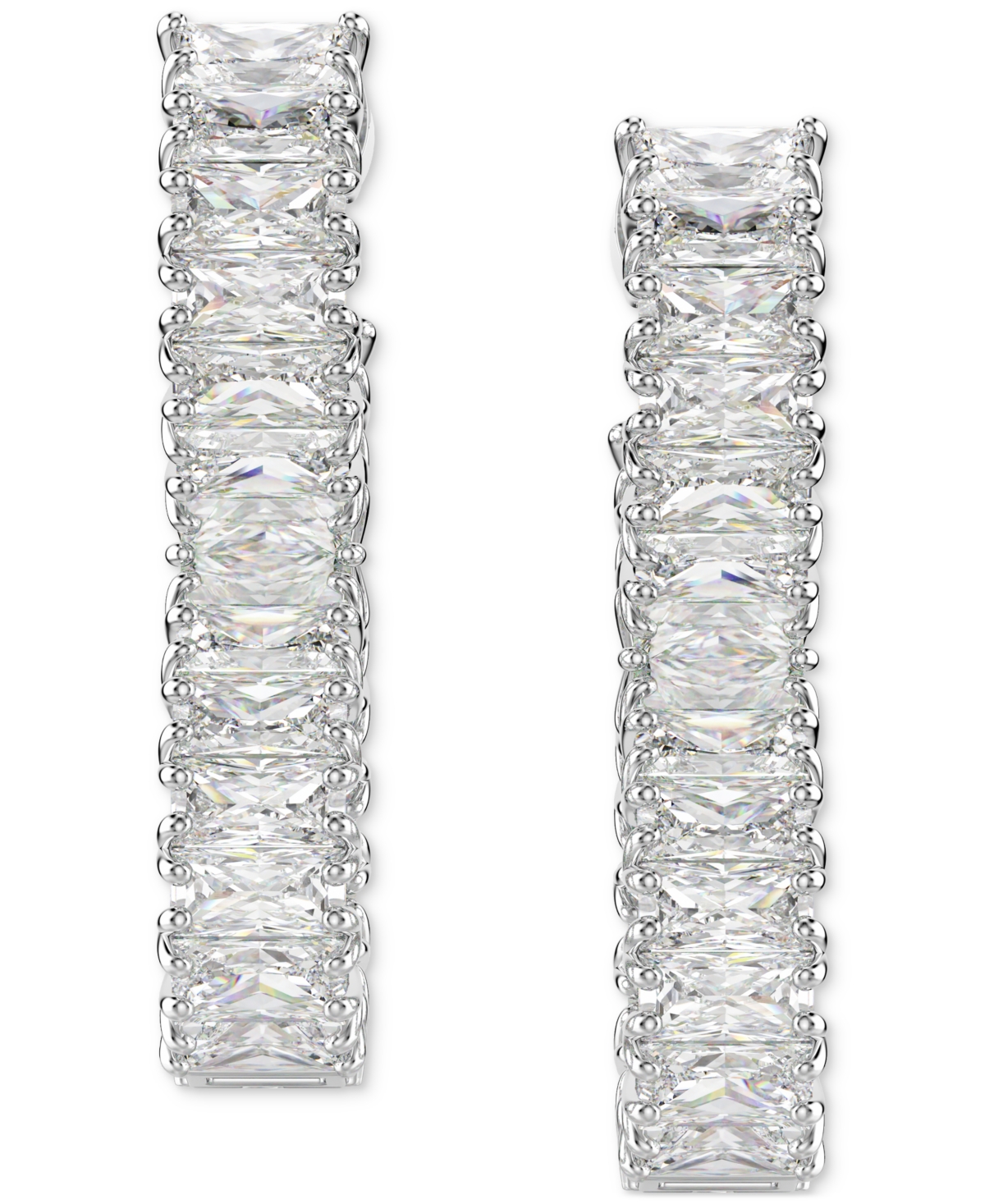 Swarovski Rhodium-plated Baguette Crystal Infinity Drop Earrings In Silver