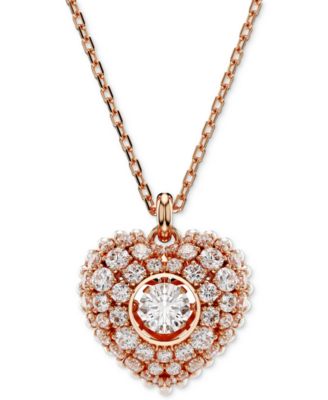Swarovski - Silver-Tone & rose gold-tone Hyperbola Heart Pendant Necklace, 15" + 2-3/4" extender
