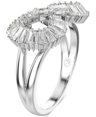 Rhodium-Plated Baguette Crystal Infinity Statement Ring