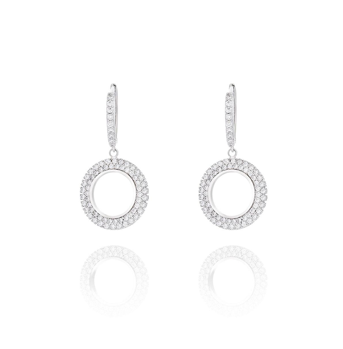 Cubic Zirconia Dangle Earrings for Women - Silver