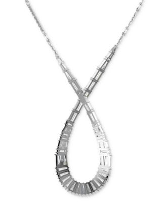 Rhodium-Plated Mixed Crystal Infinity Pendant Necklace, 15" + 2-3/4" extender